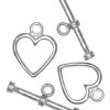 2Set  Heart Silver Plated Metal Toggles
