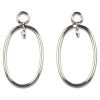 2pc  Oval Silver Plated Metal Charm Bases