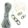 15+pc Teal and White Braided Paracord Bracelet And Earrings Kit