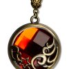 1pc Gold and Red Round Metal Pendant