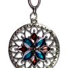 1pc Silver with Red and Blue Sunburst Metal And Acrylic Pendant