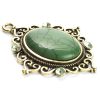 1pc Gold, Green oval Metal Pendant