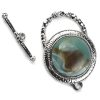 1Set Turquoise, silver cabochon Metal And Resin Focal Toggle