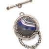 1Set Silver, purple cabochon Metal And Resin Focal Toggle