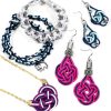 30pc Turquoise and Magenta Knotted Polyester Earrings, Bracelet And Necklace Kit