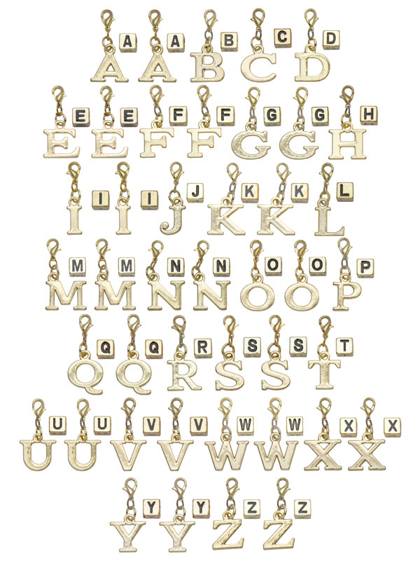 Bulk Gold Initial Charms for Bracelets, 50pcs. Alphabet Charms for Bracelets, Tiny Alloy Charms for Earrings, Letter Charm for Necklaces