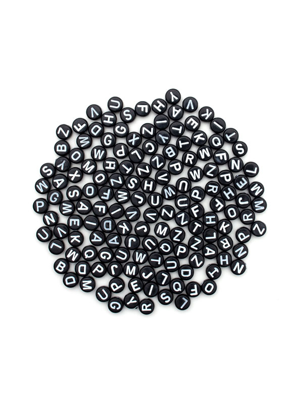 Black Number Beads - 7mm