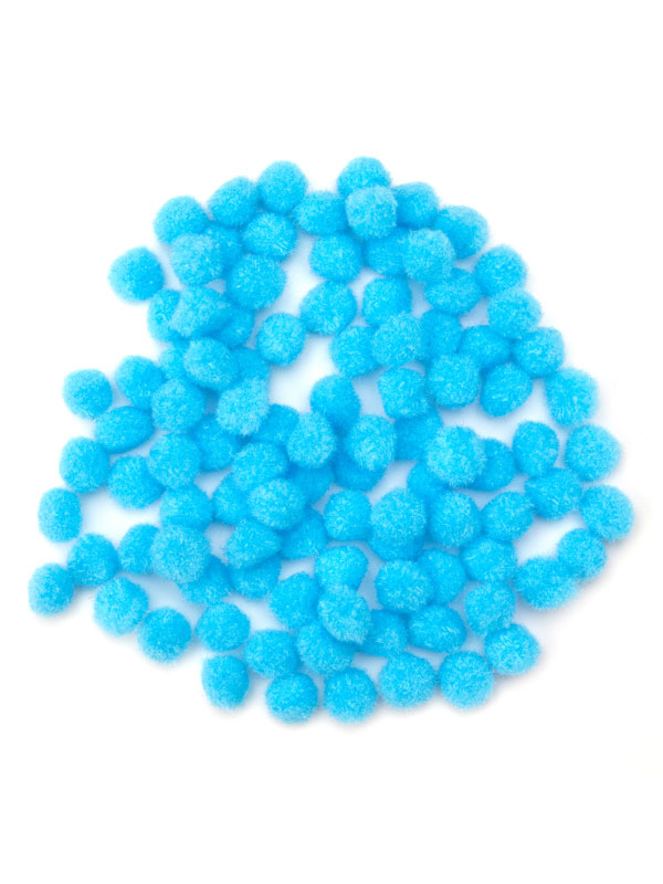 Acrylic Pom Poms, solid Color, 0.5-inch (12mm), 50-pc, Light Blue