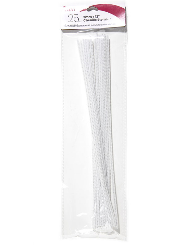 White Pipe Cleaners Long Chenille Stems 30cm Pack of 100