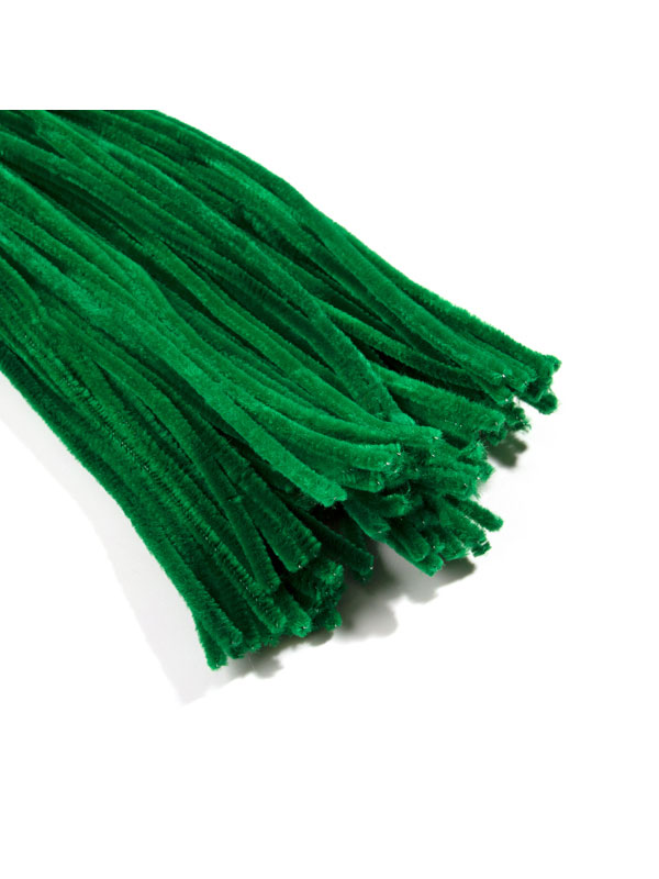 Chenille Pipe Cleaner Stems Kelly Green 6x9mm 12 in — craftcove