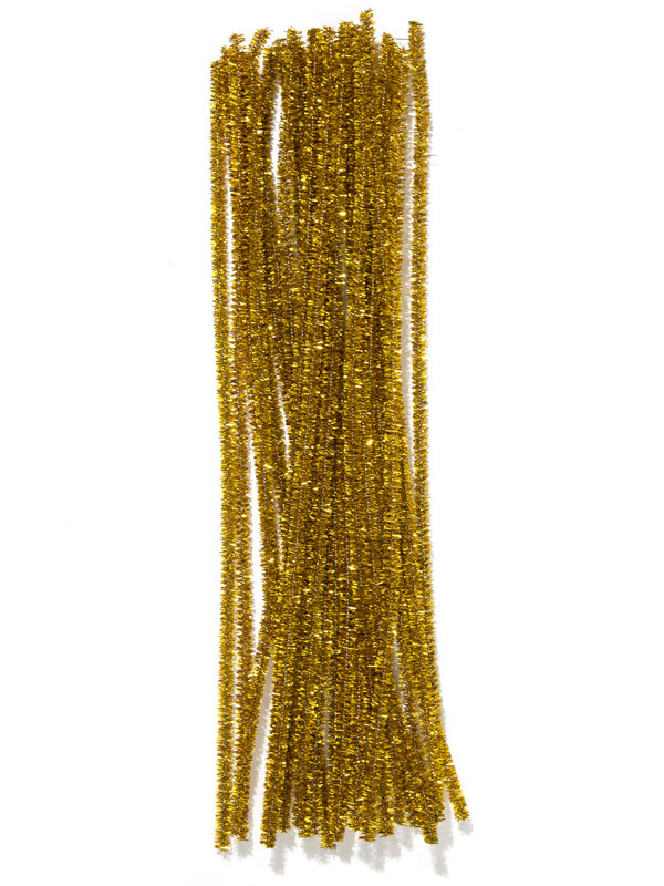 Box of 100 Metallic Christmas Gold Wired Tinsel Chenille Stems