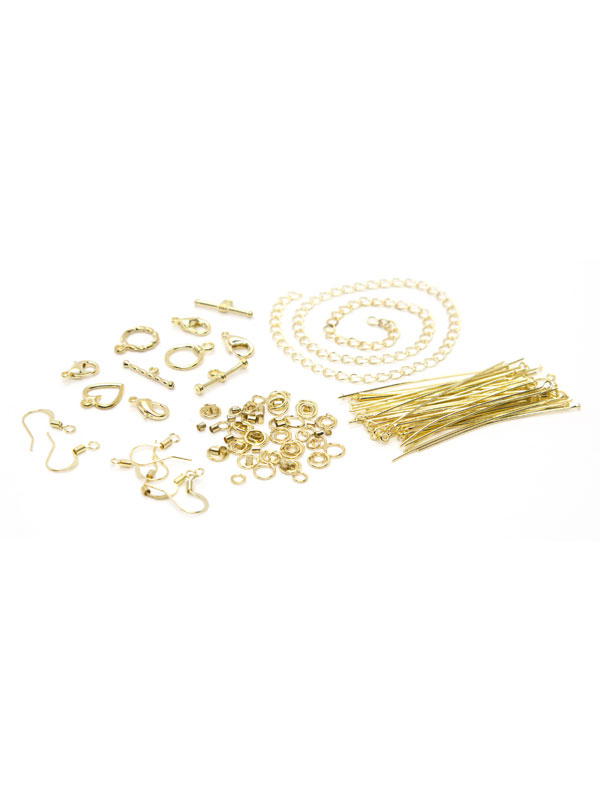 Jewelry Making Supplies Kit Jewelry Findings Starter Kit Gold Beads With  Pliers Wire Hooks Head Pins Jump Rings 