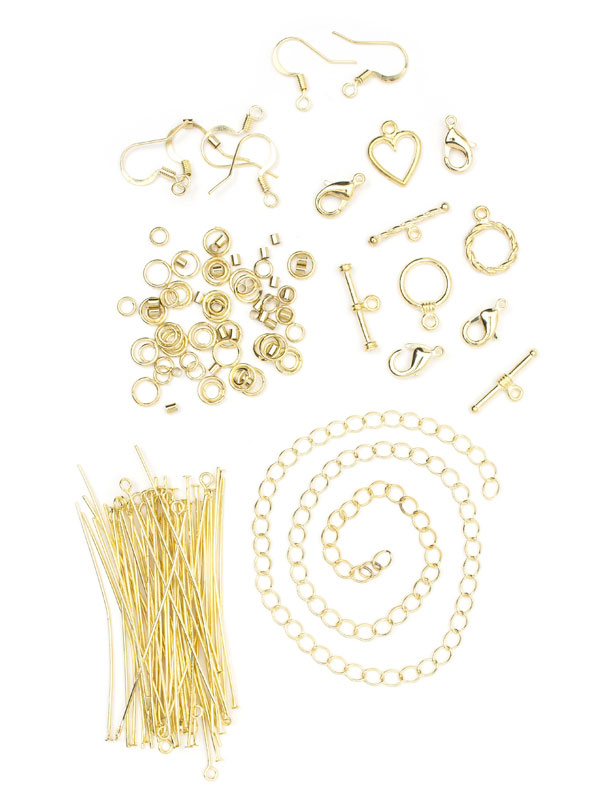 Gold Jewelry Findings Starter Pack, 145pc