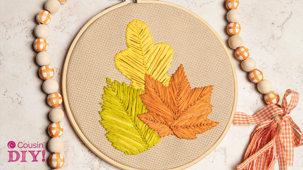BEAD PACK, With Beads & Fabric: Autumn Leaves Hand Bead Embroidery